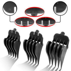 Close-up of CR8GR8 hair clipper guards with sizes NO.10 NO.12 NO.16
