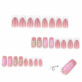 Close-up of CTTHNBD medium press on nails with jelly glue stickers