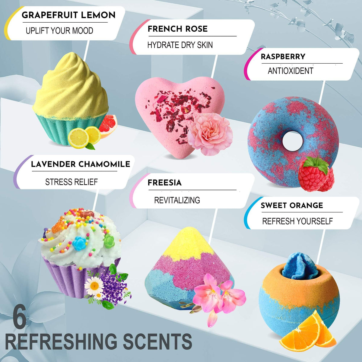 Close-up of cupcake-shaped bath bomb from Mineral Me California