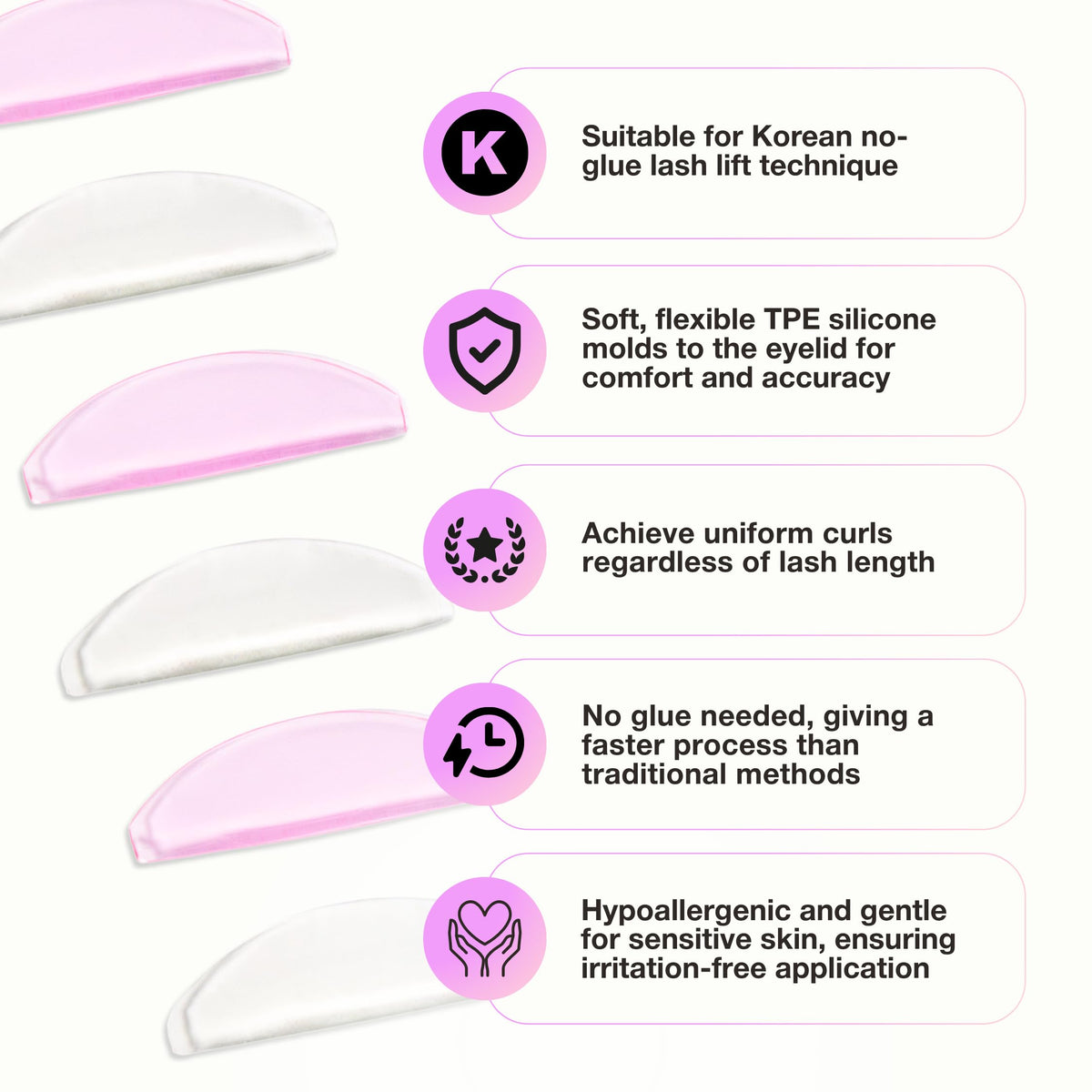 Close-up of CURACORO lash lift silicone pads showing texture