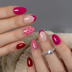 Close-up of CurvLife Cherry Wild Red press on nails