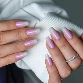 Close-up of CurvLife French Tip Press On Nails showing gel finish