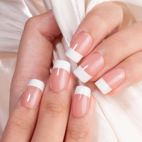 Close-up of CurvLife Gel French Tip Press On Nails
