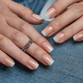 Close-up of CurvLife Handmade Gel French Tip Press on Nails