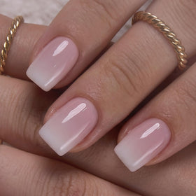 Close-up of CurvLife Short Square Chrome Press On Nails showing glossy finish