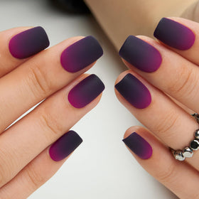 Close-up of CurvLife Short Square Ombre Press On Nails showing gel finish
