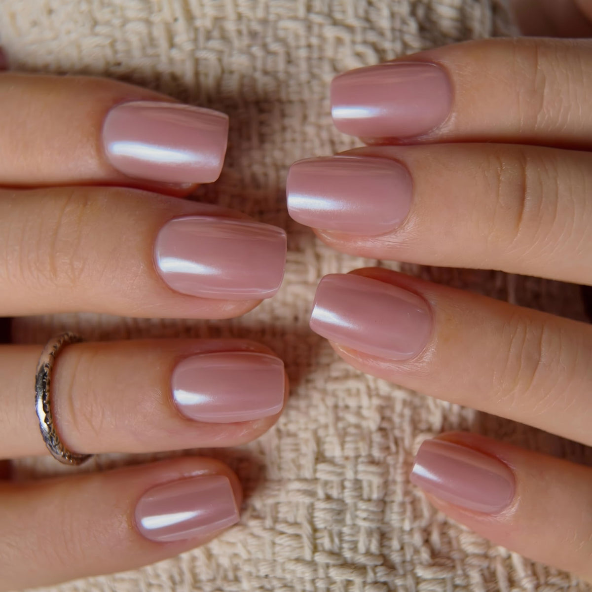 Close-up of CurvLife Short Square Press On Nails showing the soft gel material