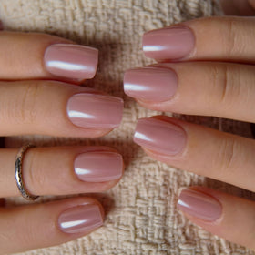 Close-up of CurvLife Short Square Press On Nails showing the soft gel material