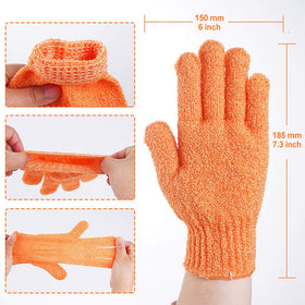Close-up of CVNDKN Exfoliating Shower Gloves showing texture