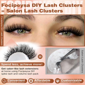 Close-up of D curl lash clusters in various lengths