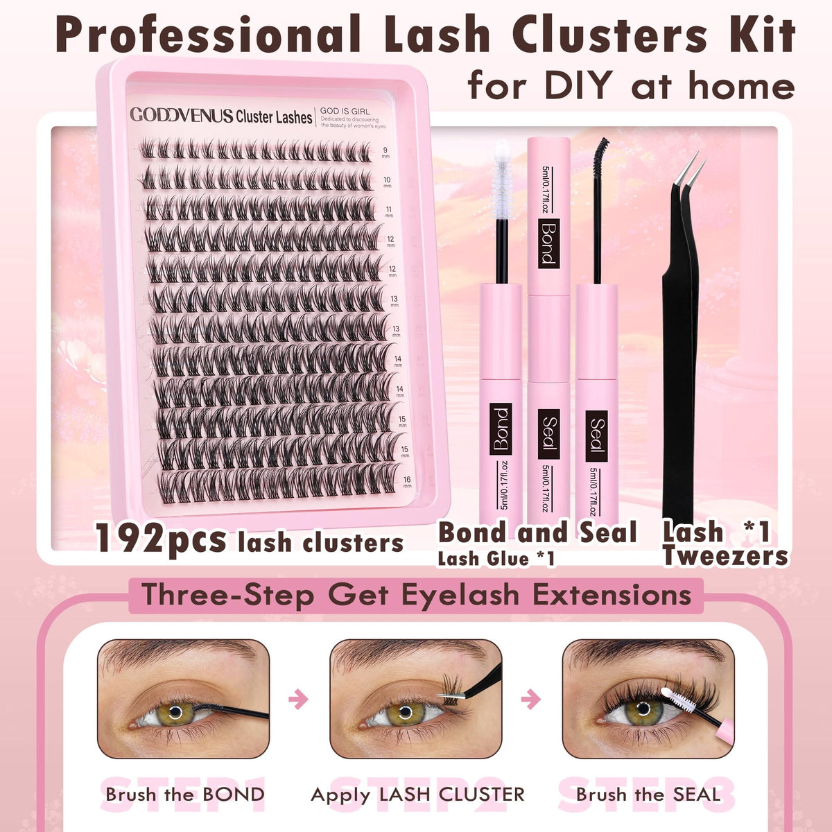 Close-up of D Curl lashes in Goddvenus kit