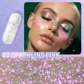 Close-up of DAGEDA Sparkling Pink Body Glitter Gel applicator