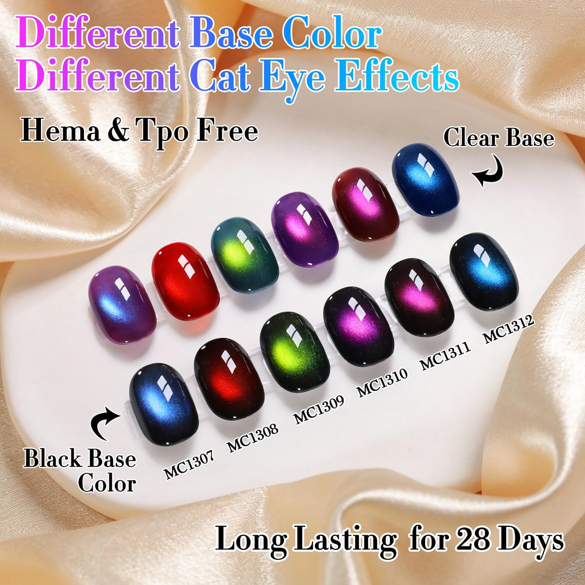 Close-up of dark green cat eye gel polish bottle