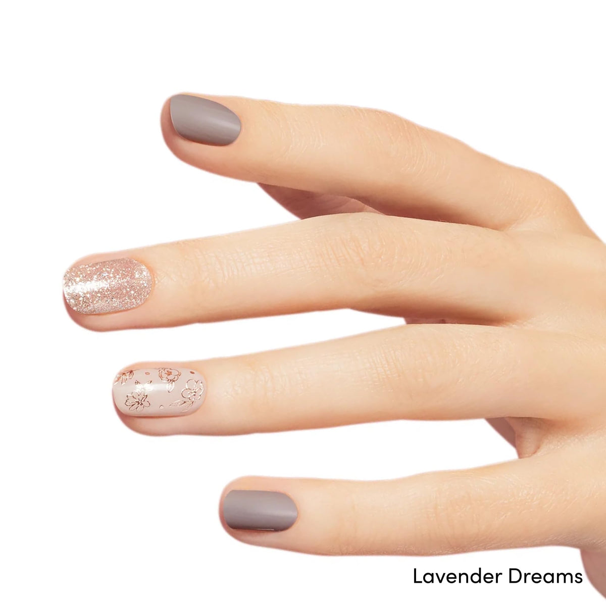Close-up of Dashing Diva gel nail strips in After Glow