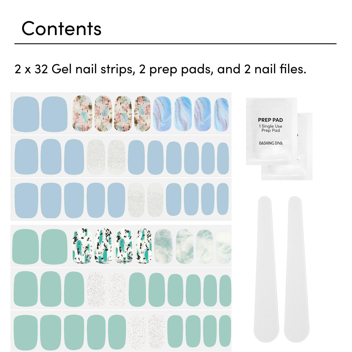 Close-up of Dashing Diva gel nail strips showing glossy finish