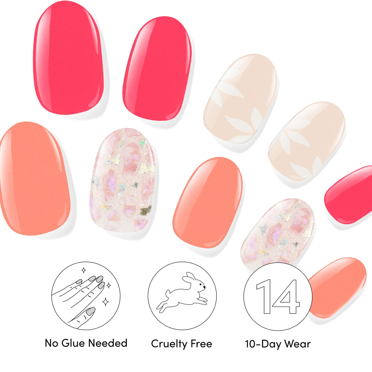 Close-up of Dashing Diva nail strip design Papaya Breeze