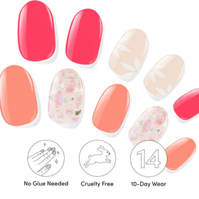 Close-up of Dashing Diva nail strip design Papaya Breeze