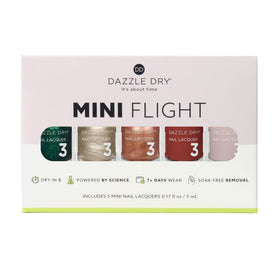 Close-up of Dazzle Dry Mini Flight Afterparty lacquers in assorted colours