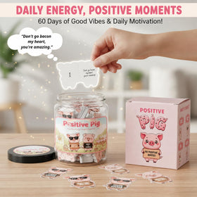 Close-up of DEARMINE Positive Pig Jar showing cute pink design