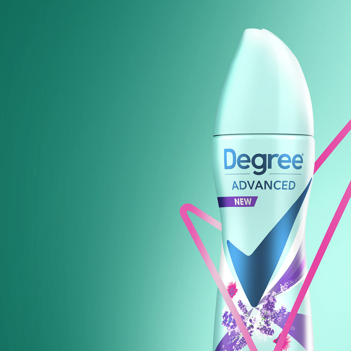 Close-up of Degree Antiperspirant Deodorant Dry Spray Lavender & Waterlily nozzle