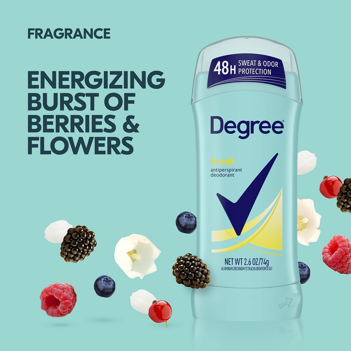 Close-up of Degree Antiperspirant Deodorant Fresh Energy scent details