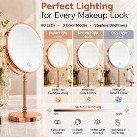 Close-up of DEIOVWXS Makeup Mirror with touch control