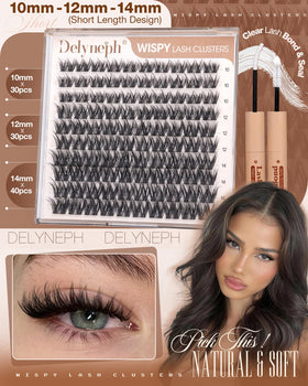 Close-up of Delyneph lash clusters showing fluffy texture
