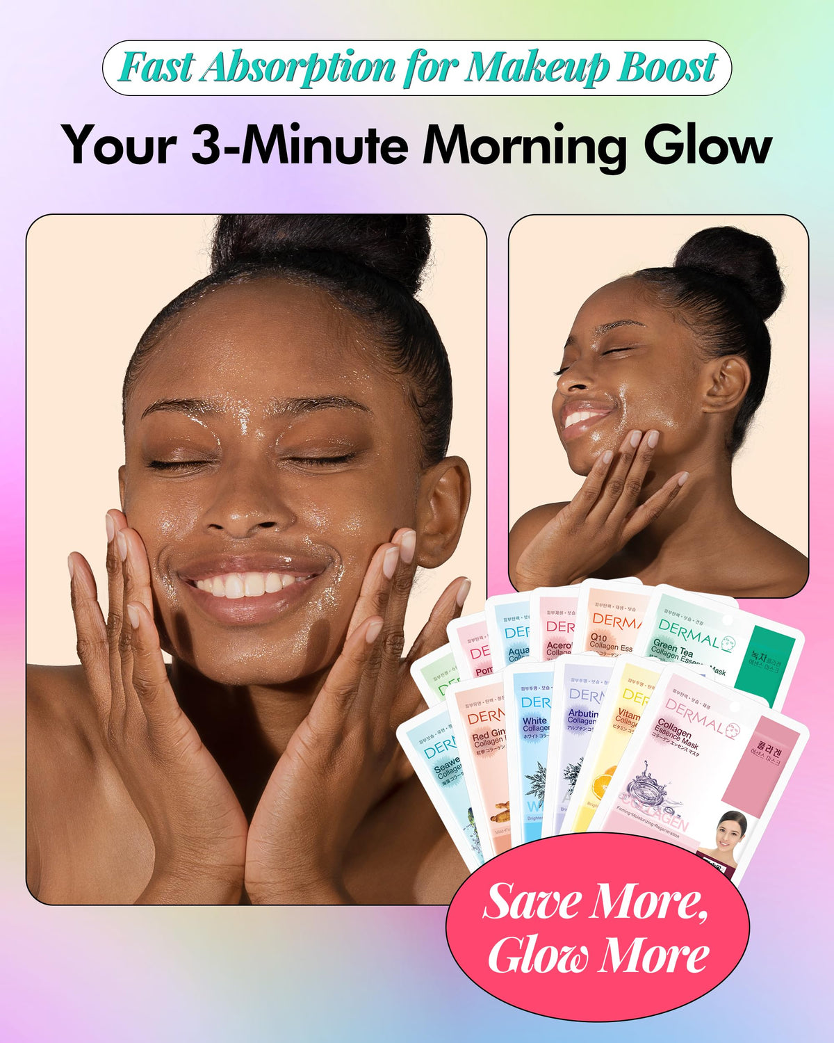 Close-up of DERMAL sheet mask with essence