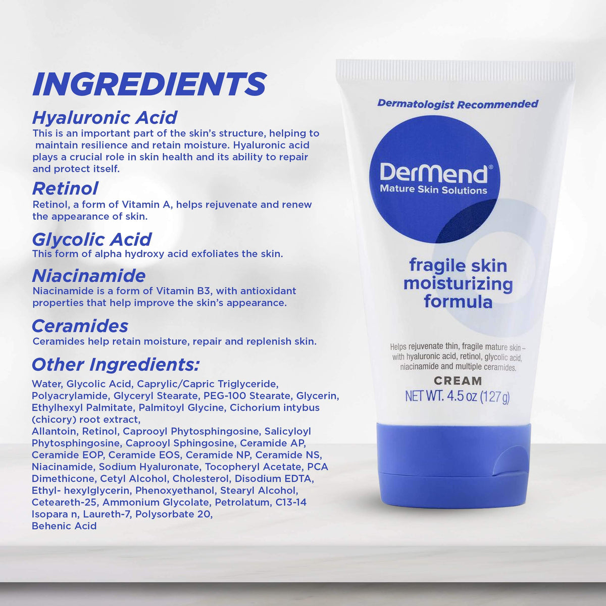 Close-up of Dermend Fragile Skin Moisturizer texture on hand