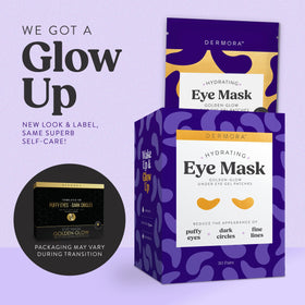 Close-up of DERMORA Golden Glow Under Eye Patches showing gel texture