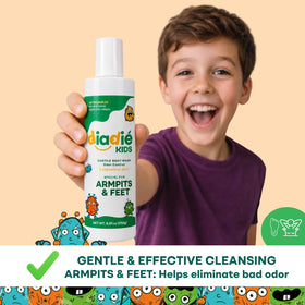 Close-up of DIADIÉ Kids Body Wash texture on hands