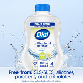 Close-up of Dial Antibacterial Defense Foaming Hand Soap pump