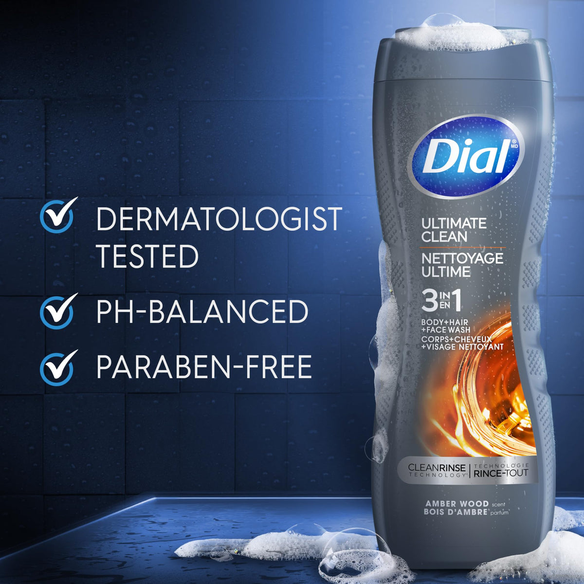 Close-up of Dial Men 3 in 1 Body Wash cap