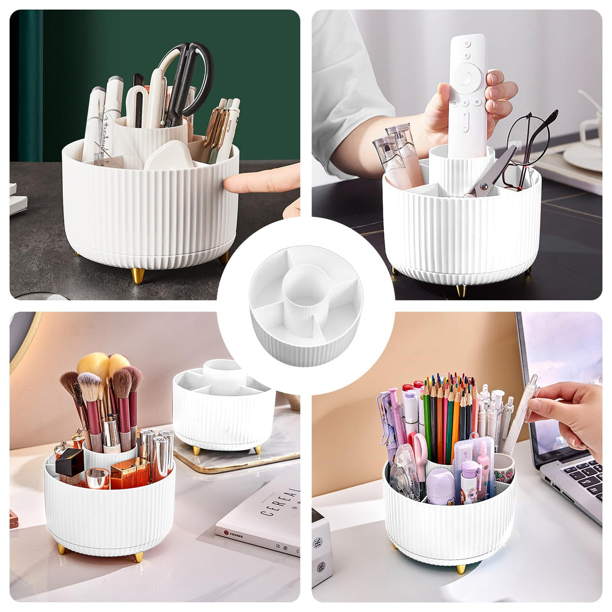 Close-up of Diesisa Makeup Brush Holder Organizer rotating feature