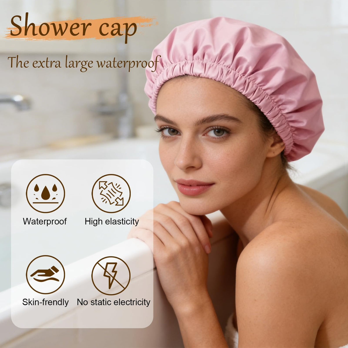 Close-up of Doitory Shower Cap showing satin lining