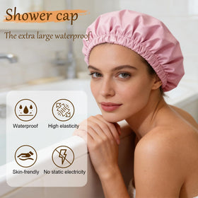 Close-up of Doitory Shower Cap showing satin lining