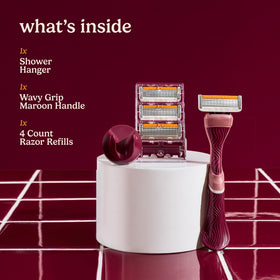 Close-up of Dollar Shave Club 6 blade razor refills