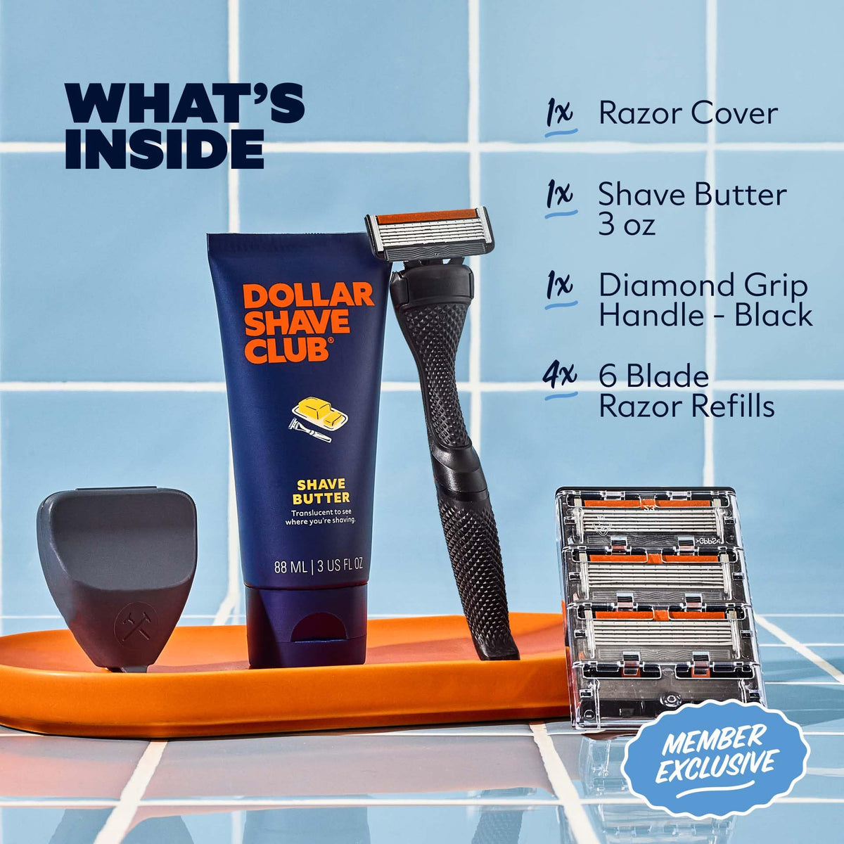 Close-up of Dollar Shave Club 6 Blade Razor with handle