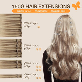 Close-up of DOORES Clip-in Hair Extensions clips