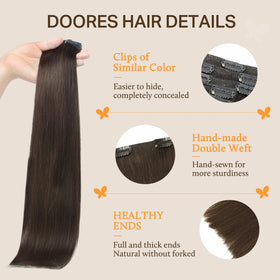 Close-up of DOORES Clip-in Hair Extensions clips