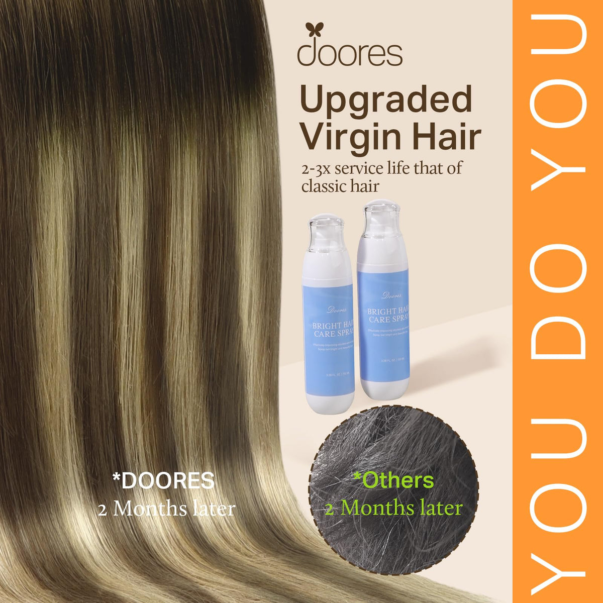 Close-up of DOORES Clip-in Hair Extensions showing Invisi Edge