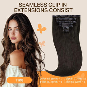 Close-up of DOORES Clip-in Hair Extensions showing silicone wefts