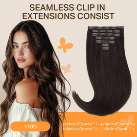Close-up of DOORES Clip in Hair Extensions showing silicone wefts
