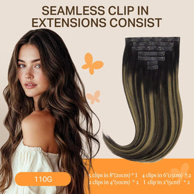Close-up of DOORES Clip in Hair Extensions showing silicone wefts