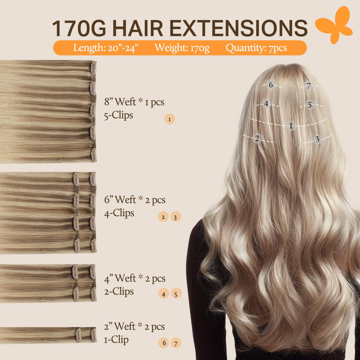 Close-up of DOORES Clip in Hair Extensions showing texture