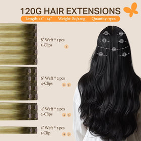 Close-up of DOORES Clip in Hair Extensions showing U-shape metal clips