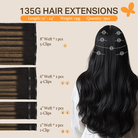 Close-up of DOORES Clip-in Hair Extensions stainless steel clips