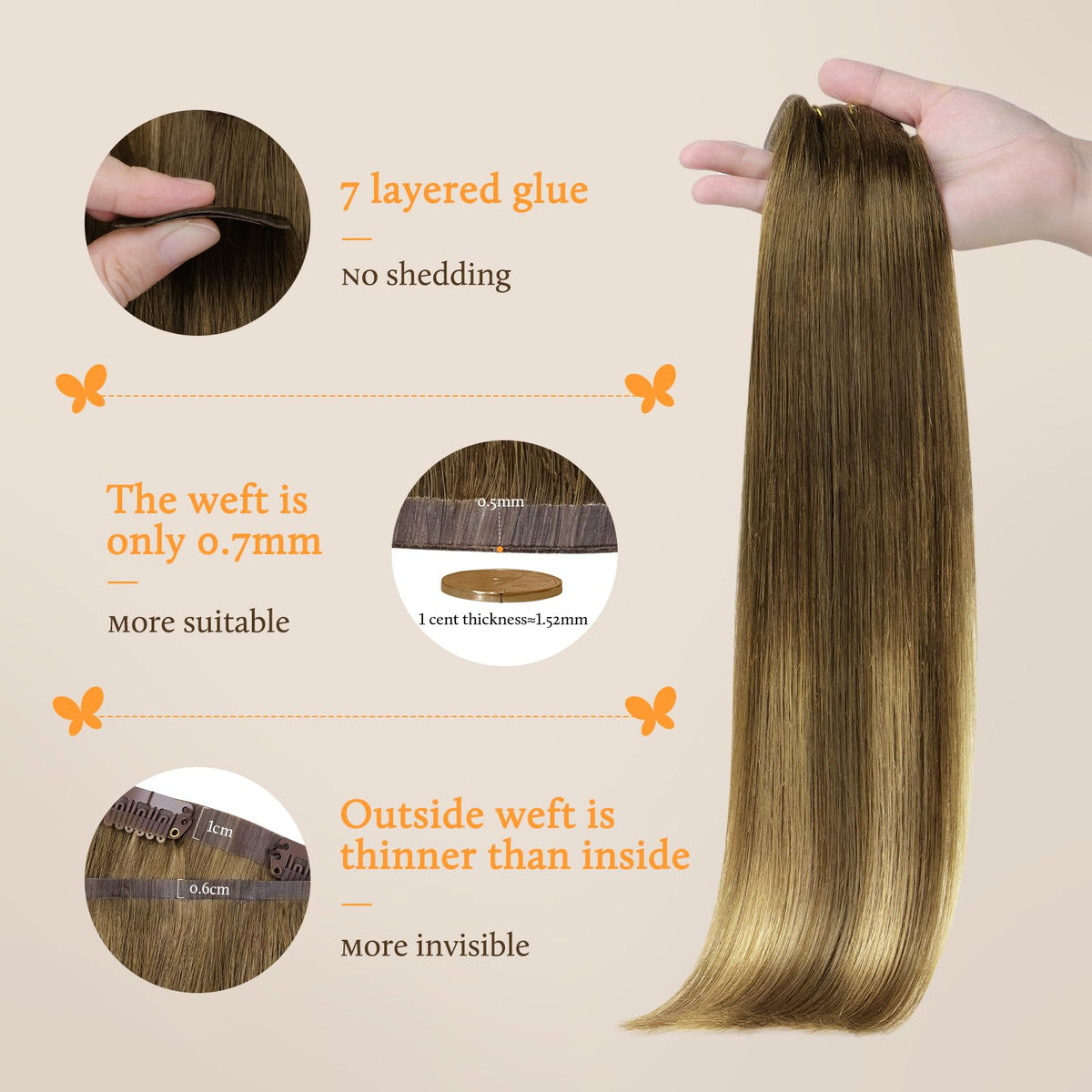 Close-up of DOORES Clip in Hair Extensions texture