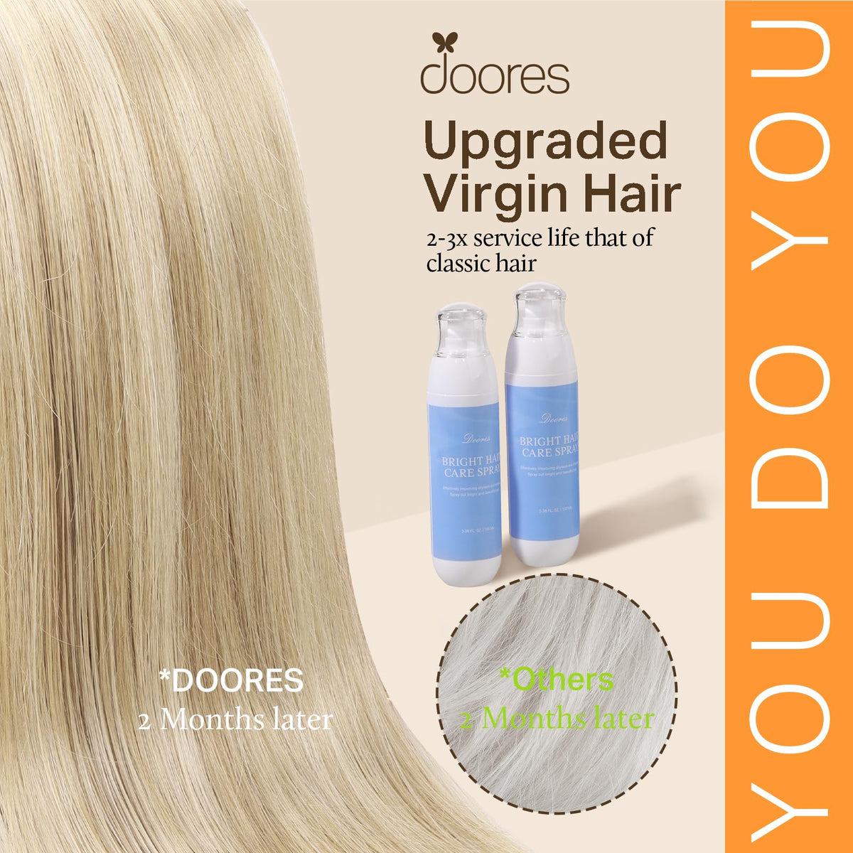 Close-up of DOORES Clip in Hair Extensions weft
