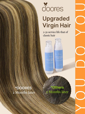 Close-up of DOORES Tape in Hair Extensions showing texture